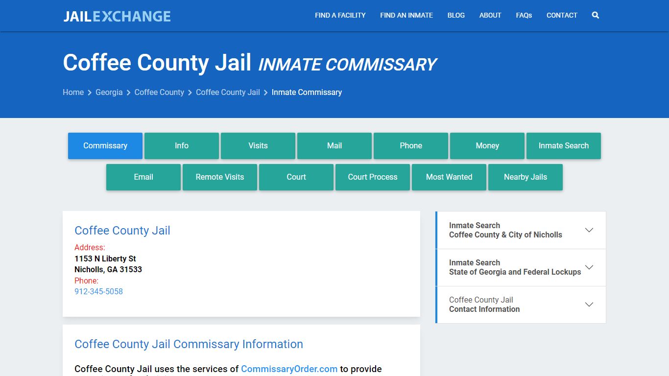 Inmate Commissary, Care Packs - Coffee County Jail, GA