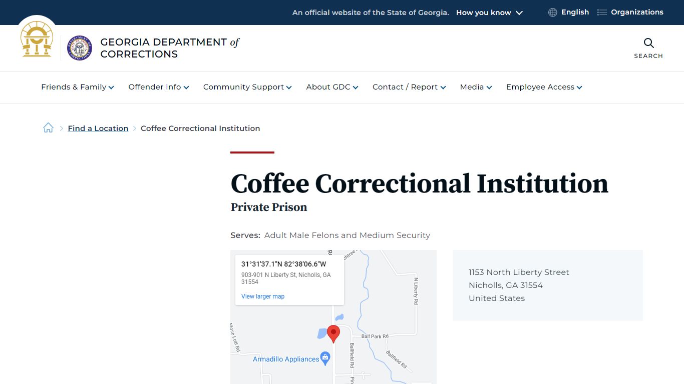 Coffee Correctional Institution | Georgia Department of Corrections