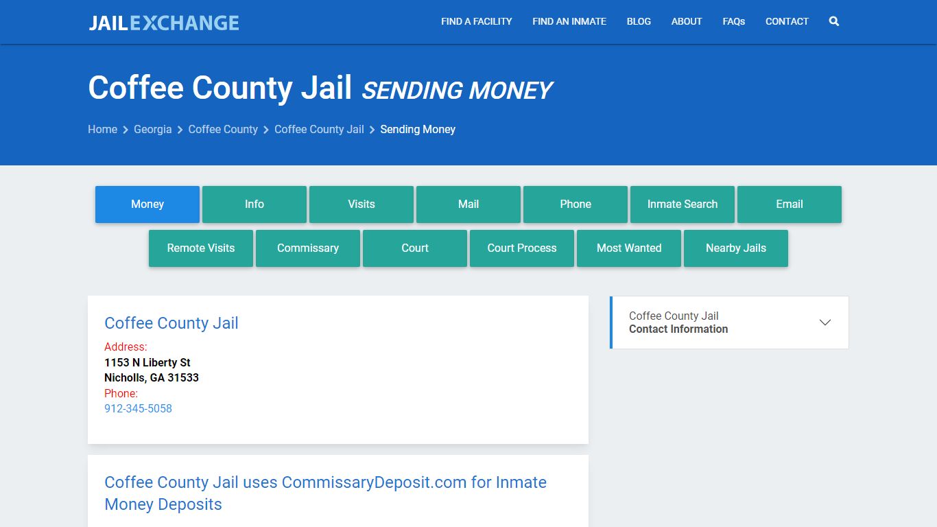 Send Money to Inmate - Coffee County Jail, GA - Jail Exchange